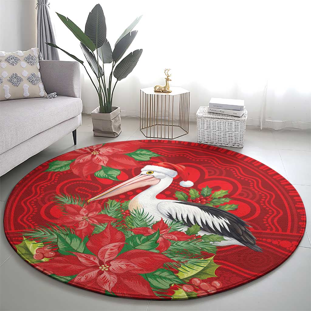 Australian Pelican Round Carpet Aboriginal Inspired Christmas - Aussie Hoodie