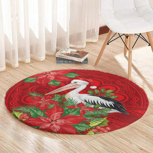 Australian Pelican Round Carpet Aboriginal Inspired Christmas - Aussie Hoodie