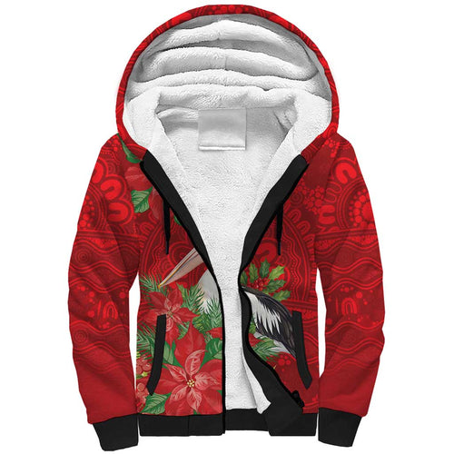 Australian Pelican Sherpa Hoodie Aboriginal Inspired Christmas - Aussie Hoodie