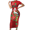 Australian Pelican Short Sleeve Bodycon Dress Aboriginal Inspired Christmas - Aussie Hoodie