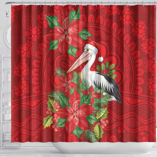 Australian Pelican Shower Curtain Aboriginal Inspired Christmas - Aussie Hoodie