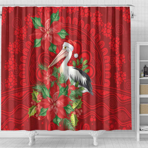 Australian Pelican Shower Curtain Aboriginal Inspired Christmas - Aussie Hoodie