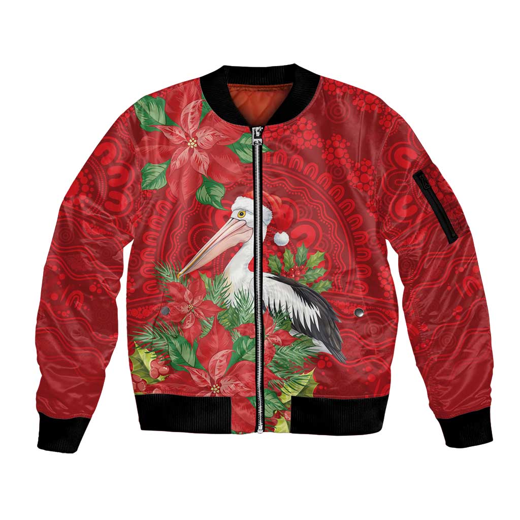 Australian Pelican Sleeve Zip Bomber Jacket Aboriginal Inspired Christmas - Aussie Hoodie