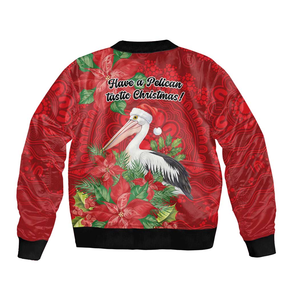 Australian Pelican Sleeve Zip Bomber Jacket Aboriginal Inspired Christmas - Aussie Hoodie