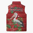Australian Pelican Sleeveless Puffer Jacket Aboriginal Inspired Christmas - Aussie Hoodie