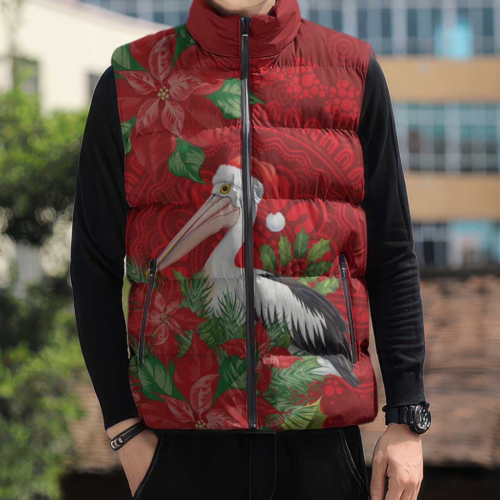 Australian Pelican Sleeveless Puffer Jacket Aboriginal Inspired Christmas - Aussie Hoodie