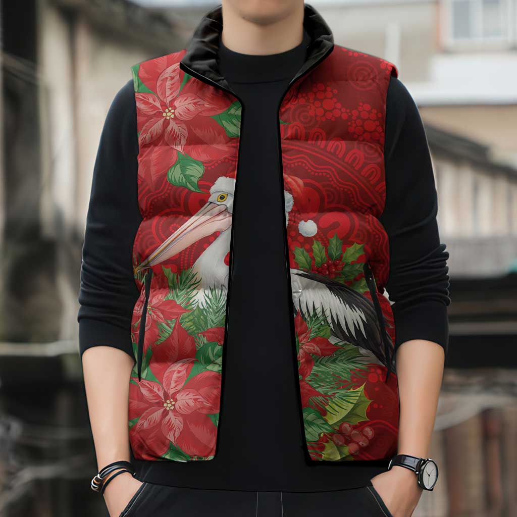 Australian Pelican Sleeveless Puffer Jacket Aboriginal Inspired Christmas - Aussie Hoodie