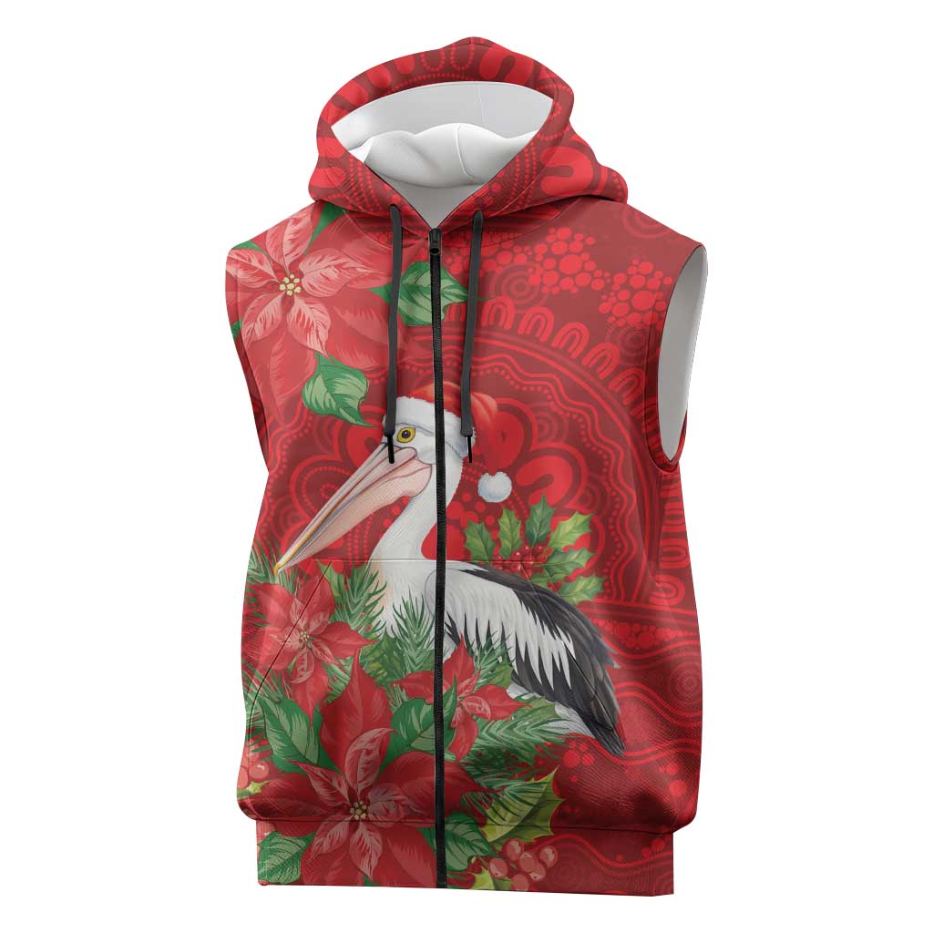 Australian Pelican Sleeveless Zip Hoodie Aboriginal Inspired Christmas LT9