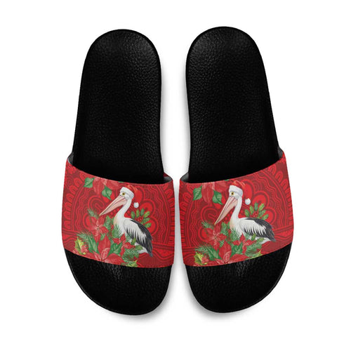 Australian Pelican Slide Sandals Aboriginal Inspired Christmas - Aussie Hoodie
