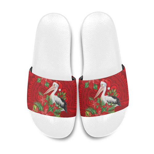 Australian Pelican Slide Sandals Aboriginal Inspired Christmas - Aussie Hoodie