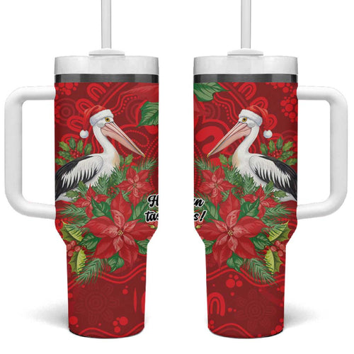 Australian Pelican Tumbler With Handle Aboriginal Inspired Christmas - Aussie Hoodie