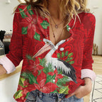 Australian Pelican Women Casual Shirt Aboriginal Inspired Christmas - Aussie Hoodie