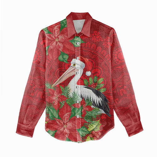 Australian Pelican Women Casual Shirt Aboriginal Inspired Christmas - Aussie Hoodie