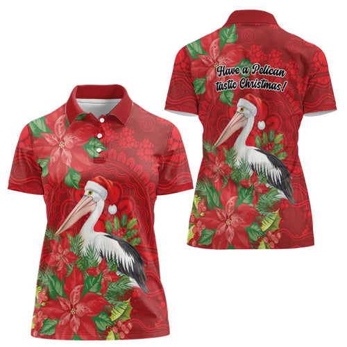 Australian Pelican Women Polo Shirt Aboriginal Inspired Christmas - Aussie Hoodie