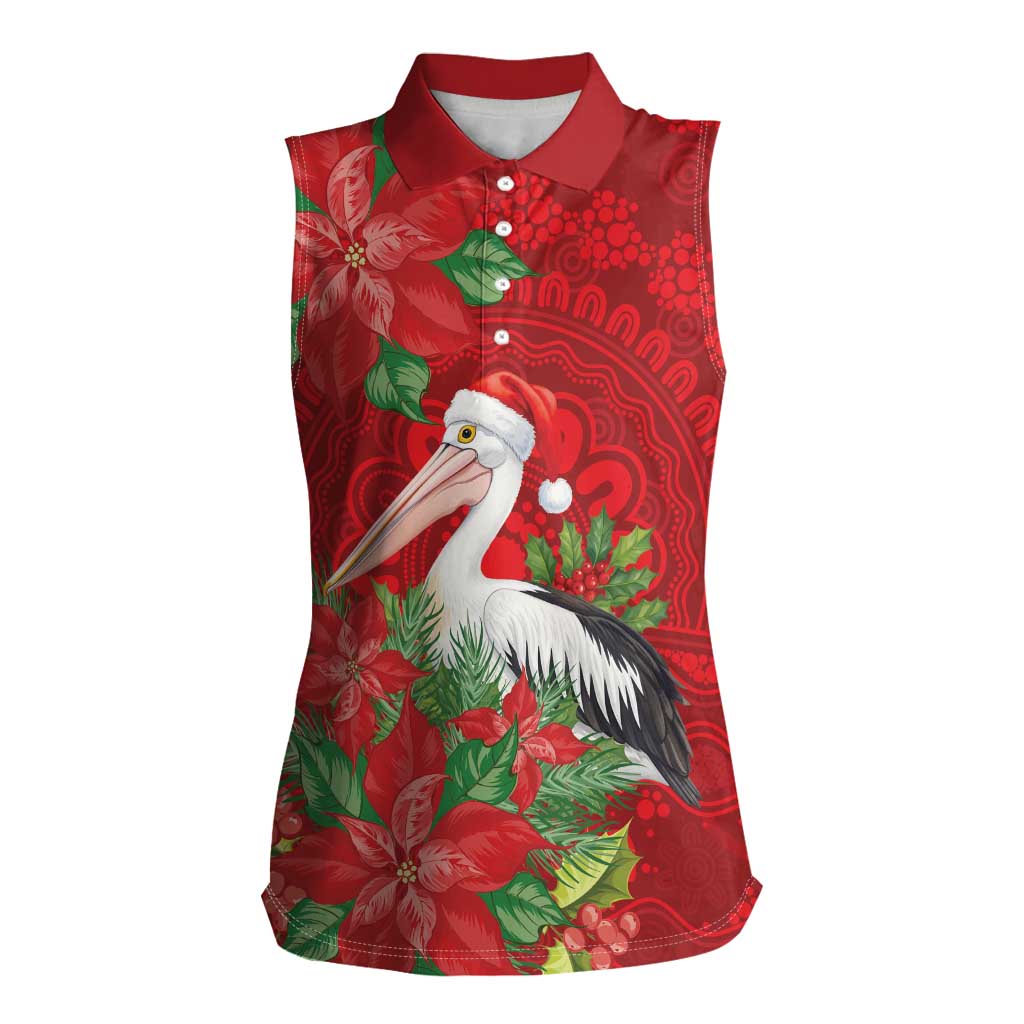 Australian Pelican Women Sleeveless Polo Shirt Aboriginal Inspired Christmas - Aussie Hoodie