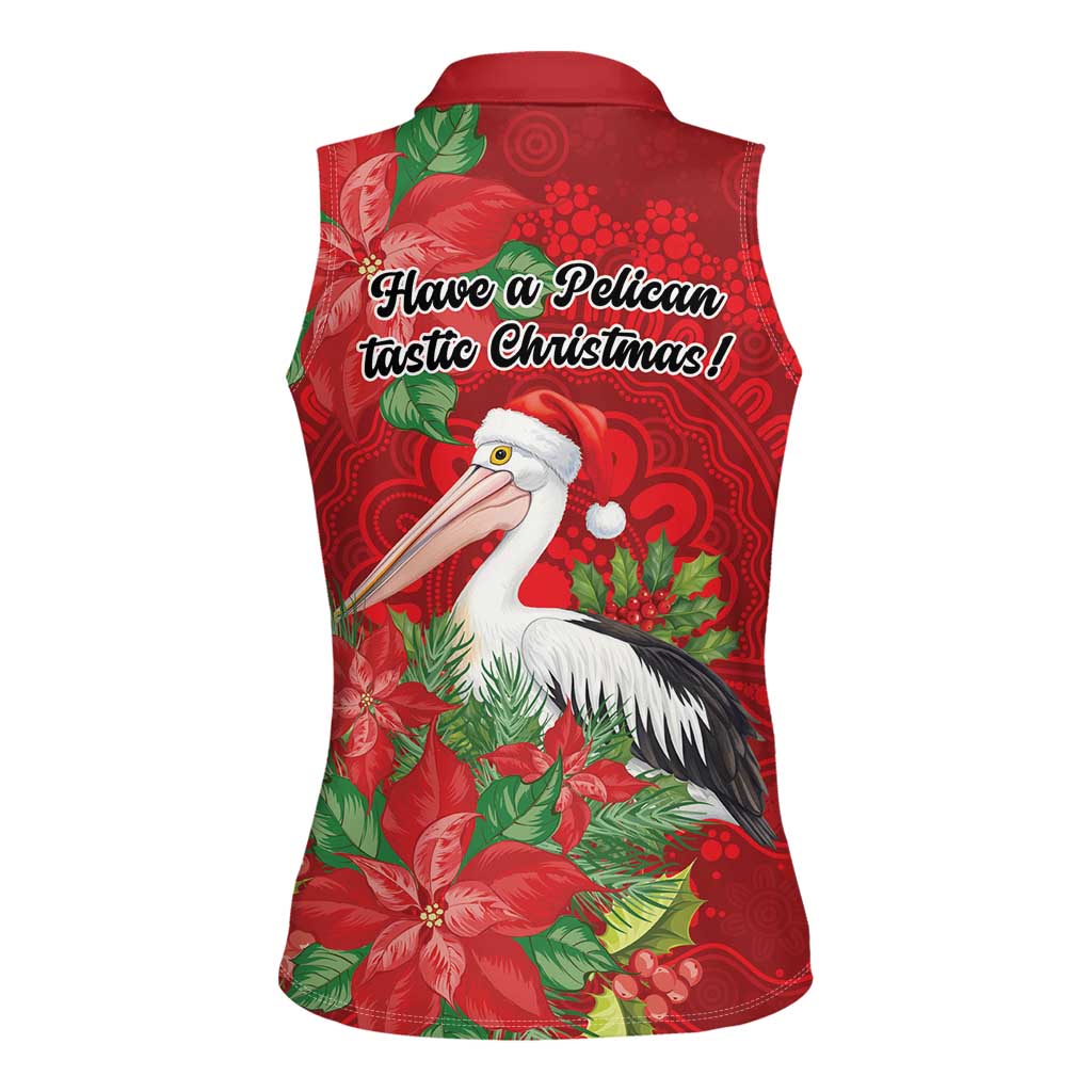 Australian Pelican Women Sleeveless Polo Shirt Aboriginal Inspired Christmas - Aussie Hoodie