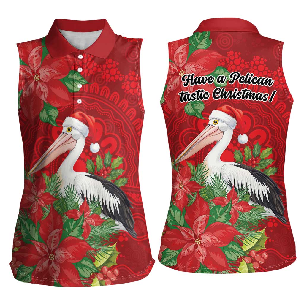 Australian Pelican Women Sleeveless Polo Shirt Aboriginal Inspired Christmas - Aussie Hoodie