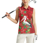Australian Pelican Women Sleeveless Polo Shirt Aboriginal Inspired Christmas - Aussie Hoodie