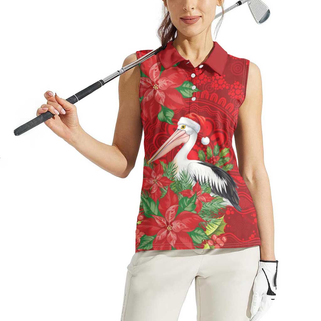 Australian Pelican Women Sleeveless Polo Shirt Aboriginal Inspired Christmas - Aussie Hoodie