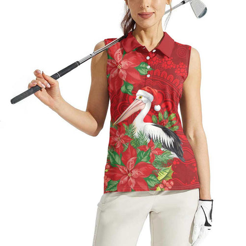 Australian Pelican Women Sleeveless Polo Shirt Aboriginal Inspired Christmas - Aussie Hoodie