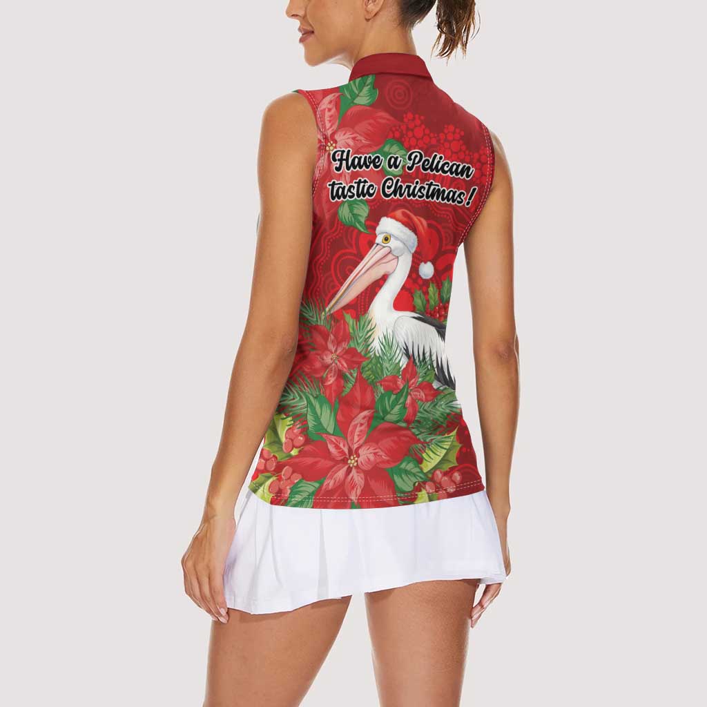 Australian Pelican Women Sleeveless Polo Shirt Aboriginal Inspired Christmas - Aussie Hoodie