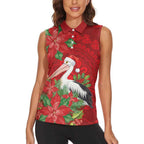 Australian Pelican Women Sleeveless Polo Shirt Aboriginal Inspired Christmas - Aussie Hoodie