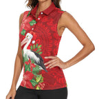 Australian Pelican Women Sleeveless Polo Shirt Aboriginal Inspired Christmas - Aussie Hoodie
