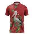 Australian Pelican Zipper Polo Shirt Aboriginal Inspired Christmas - Aussie Hoodie