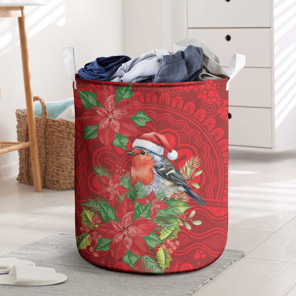 Australian Scarlet Robin Laundry Basket Aboriginal Inspired Christmas - Aussie Hoodie