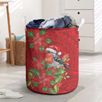 Australian Scarlet Robin Laundry Basket Aboriginal Inspired Christmas - Aussie Hoodie