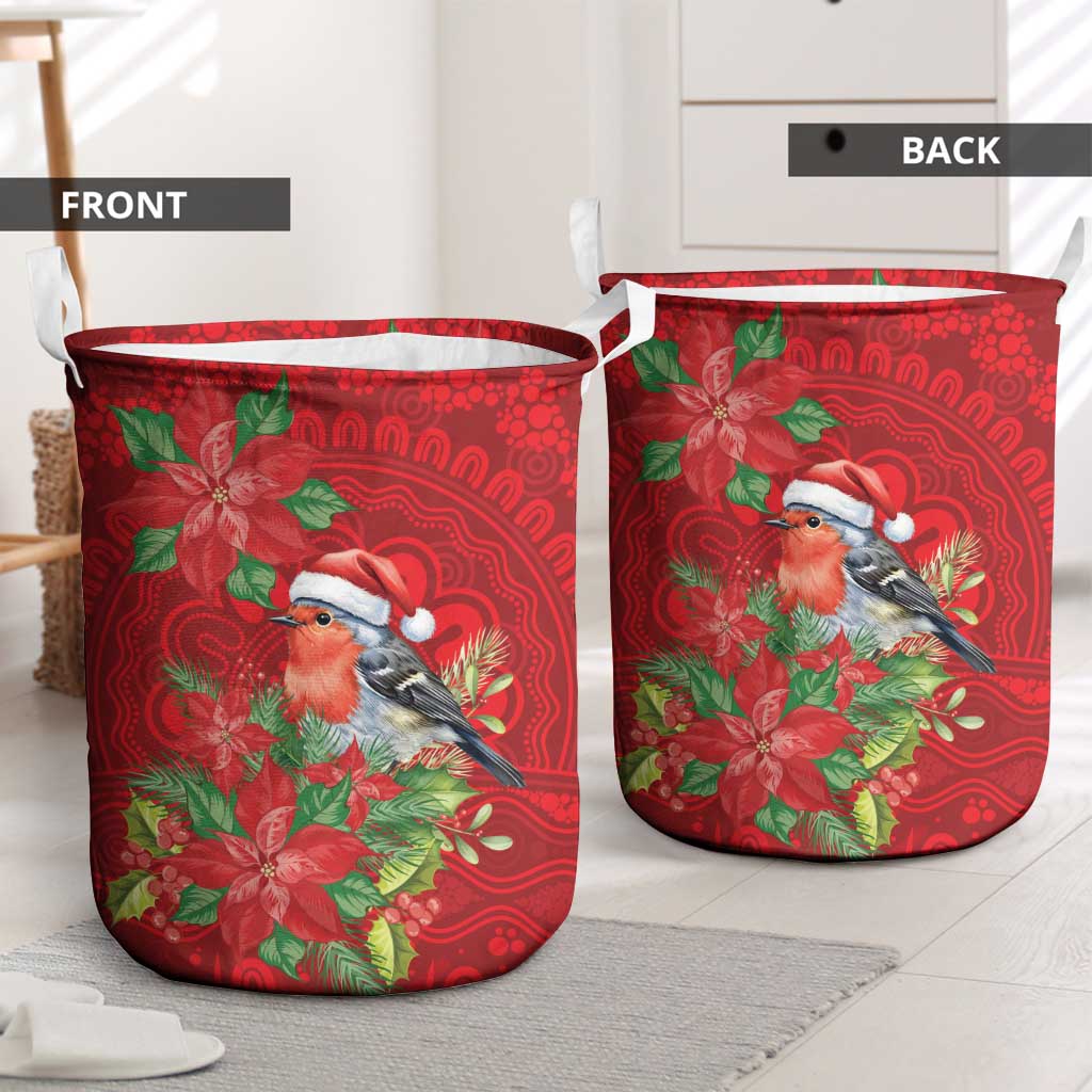 Australian Scarlet Robin Laundry Basket Aboriginal Inspired Christmas - Aussie Hoodie