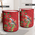 Australian Scarlet Robin Laundry Basket Aboriginal Inspired Christmas - Aussie Hoodie