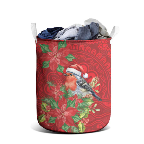 Australian Scarlet Robin Laundry Basket Aboriginal Inspired Christmas - Aussie Hoodie