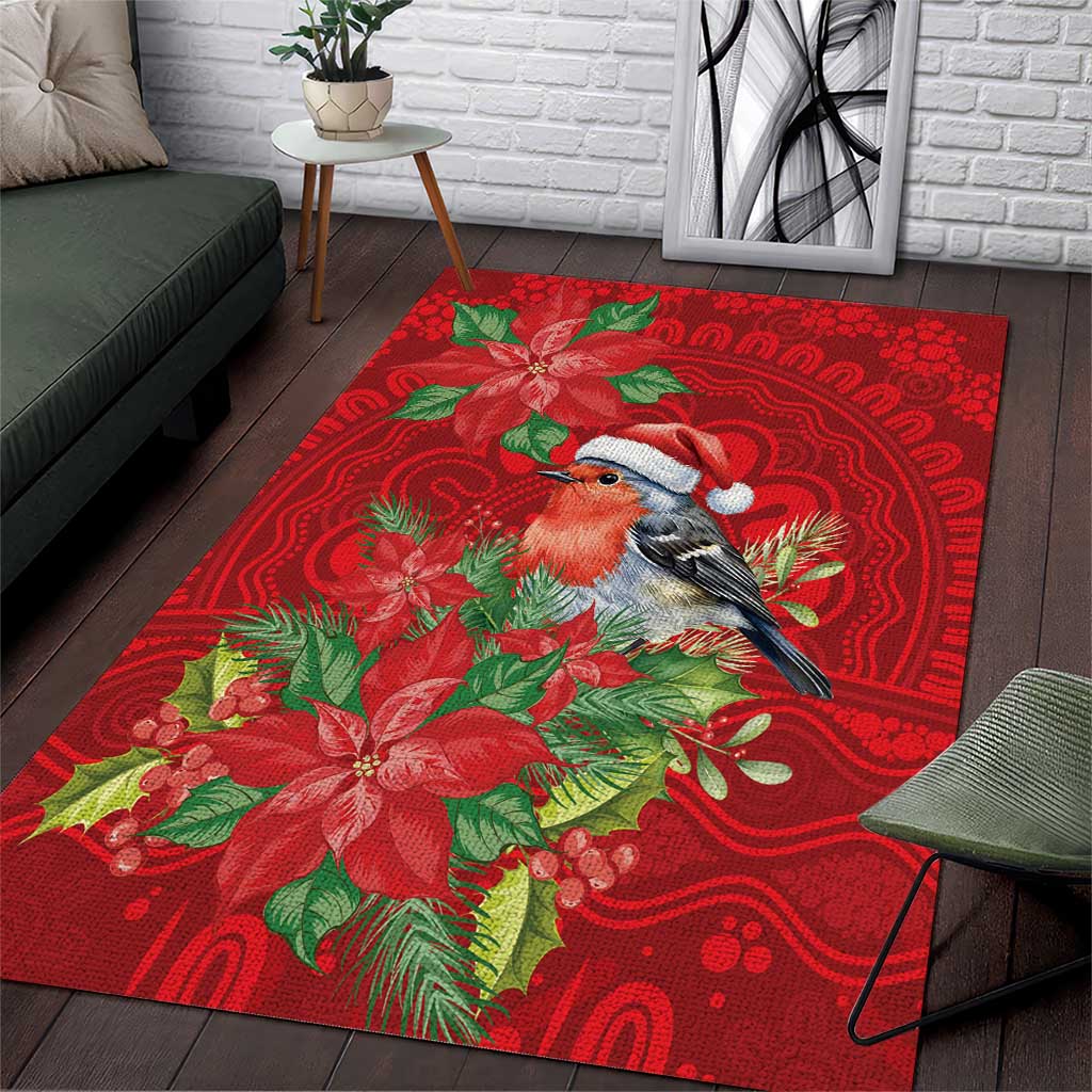 Australian Scarlet Robin Area Rug Aboriginal Inspired Christmas - Aussie Hoodie