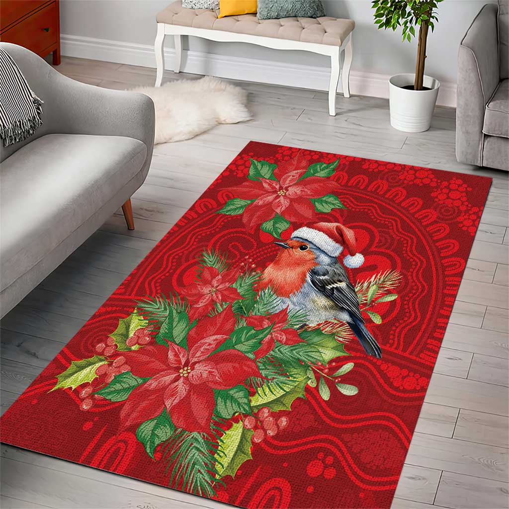 Australian Scarlet Robin Area Rug Aboriginal Inspired Christmas - Aussie Hoodie