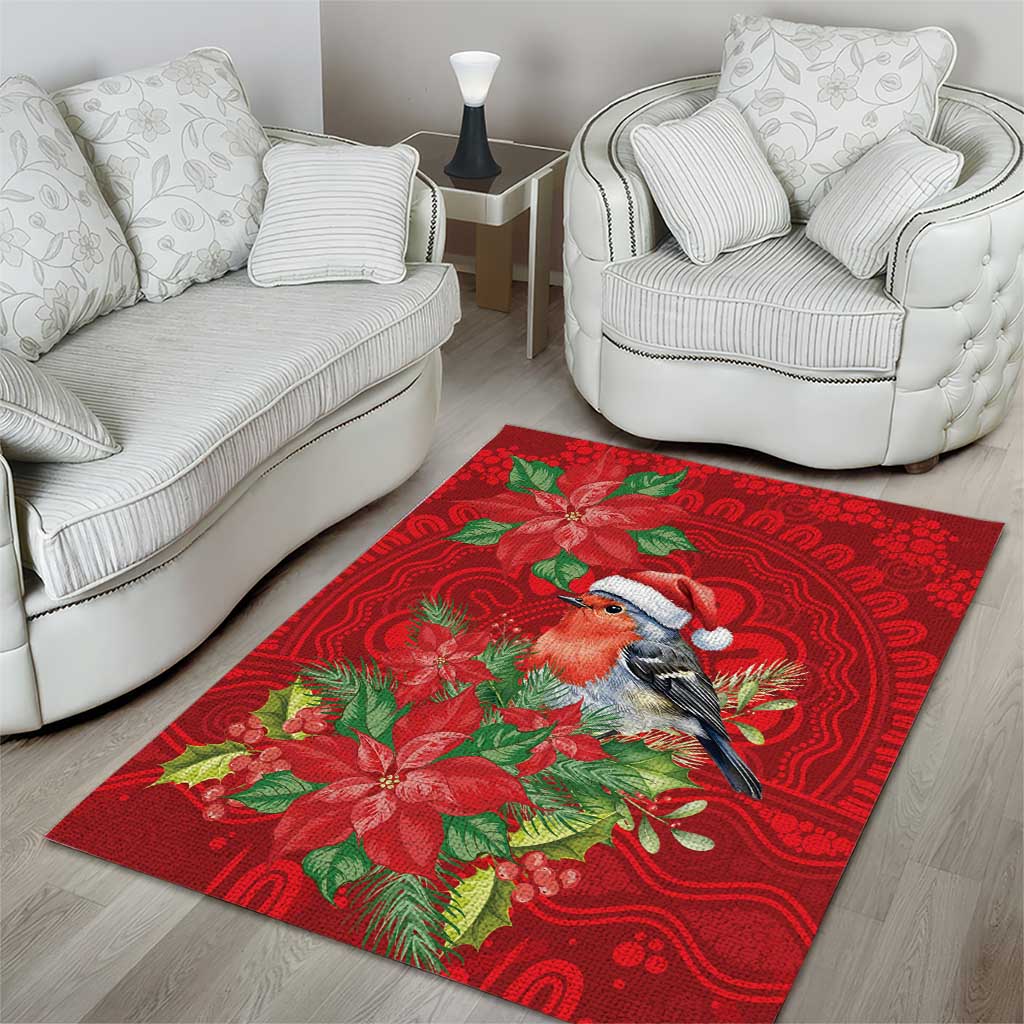 Australian Scarlet Robin Area Rug Aboriginal Inspired Christmas - Aussie Hoodie