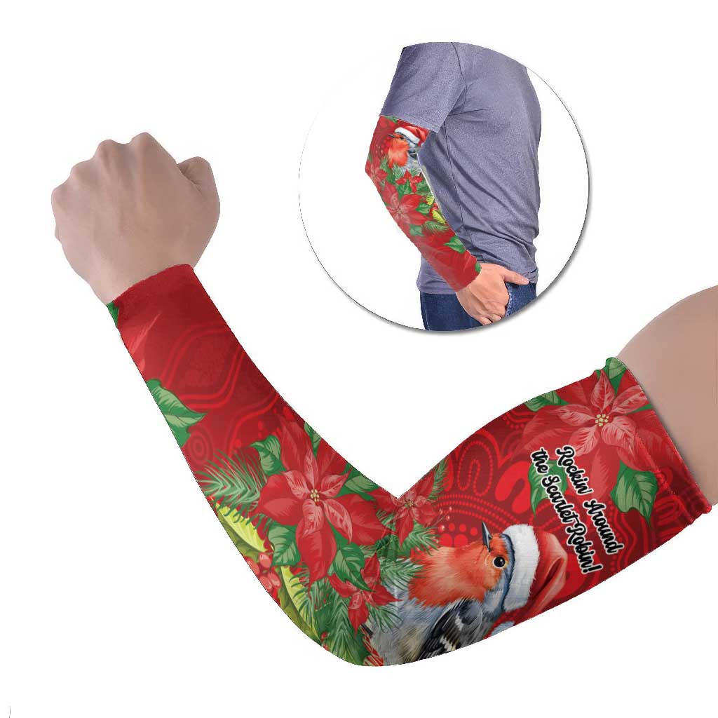 Australian Scarlet Robin Arm Sleeves Aboriginal Inspired Christmas - Aussie Hoodie