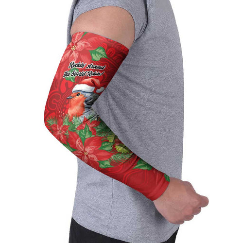 Australian Scarlet Robin Arm Sleeves Aboriginal Inspired Christmas - Aussie Hoodie