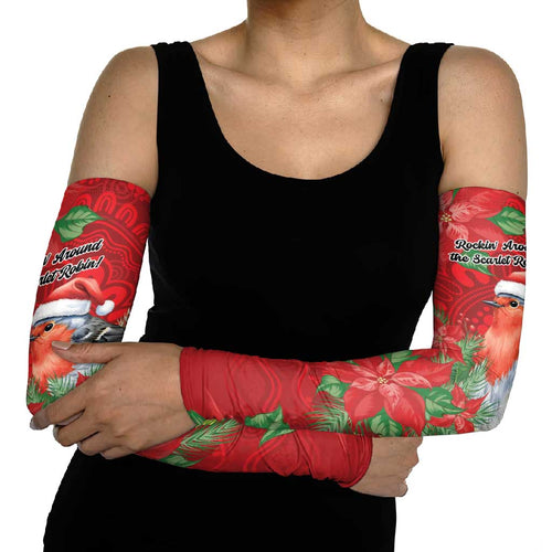 Australian Scarlet Robin Arm Sleeves Aboriginal Inspired Christmas - Aussie Hoodie