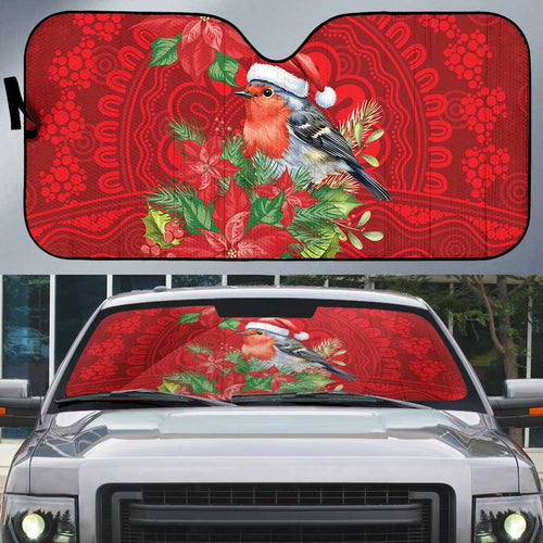 Australian Scarlet Robin Auto Sun Shade Aboriginal Inspired Christmas - Aussie Hoodie
