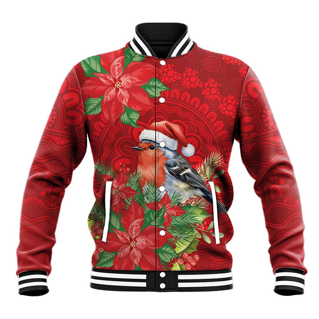 Australian Scarlet Robin Baseball Jacket Aboriginal Inspired Christmas - Aussie Hoodie