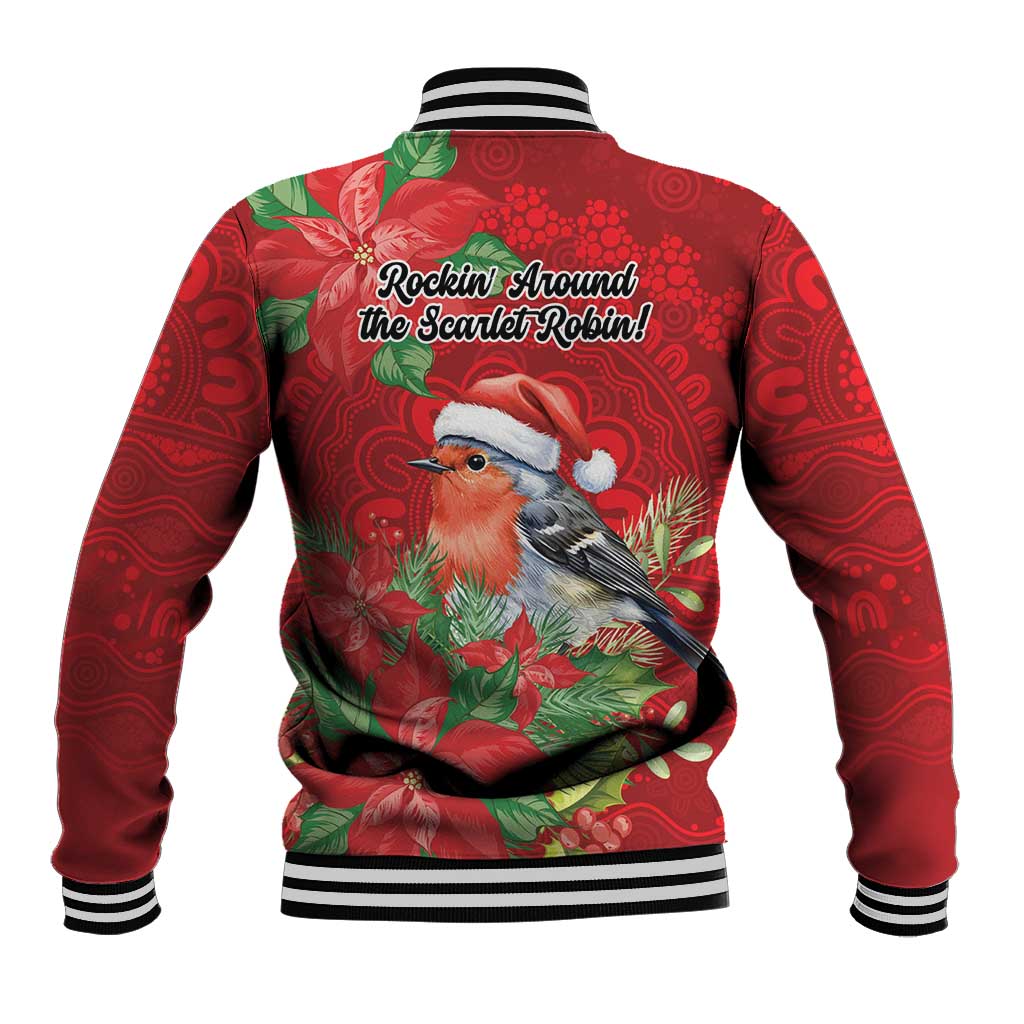 Australian Scarlet Robin Baseball Jacket Aboriginal Inspired Christmas - Aussie Hoodie