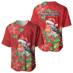 Australian Scarlet Robin Baseball Jersey Aboriginal Inspired Christmas - Aussie Hoodie