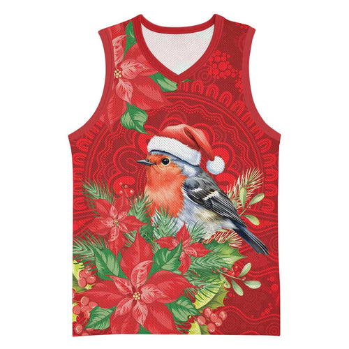 Australian Scarlet Robin Basketball Jersey Aboriginal Inspired Christmas - Aussie Hoodie