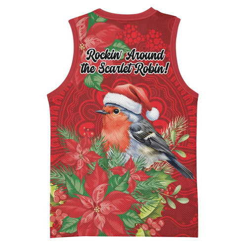 Australian Scarlet Robin Basketball Jersey Aboriginal Inspired Christmas - Aussie Hoodie