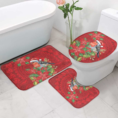 Australian Scarlet Robin Bathroom Set Aboriginal Inspired Christmas - Aussie Hoodie