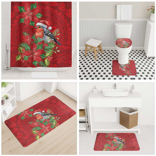 Australian Scarlet Robin Bathroom Set Aboriginal Inspired Christmas - Aussie Hoodie