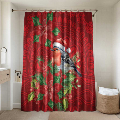 Australian Scarlet Robin Bathroom Set Aboriginal Inspired Christmas - Aussie Hoodie