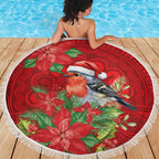 Australian Scarlet Robin Beach Blanket Aboriginal Inspired Christmas - Aussie Hoodie