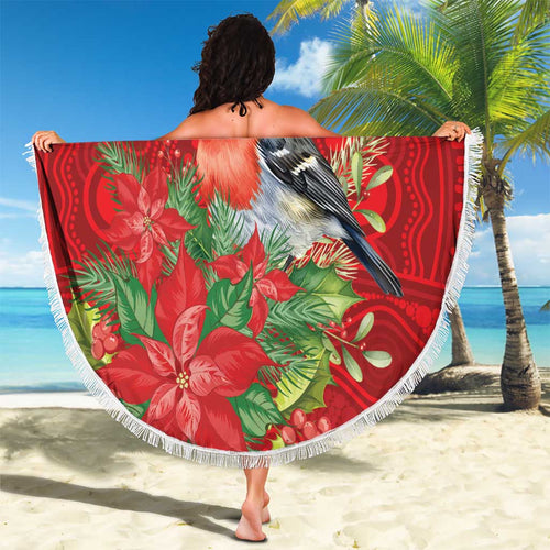 Australian Scarlet Robin Beach Blanket Aboriginal Inspired Christmas - Aussie Hoodie
